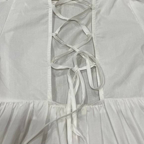 Tash+Sophie Women's White Puff Sleeve Back Lace Up Dress, Size M - Picture 6 of 7